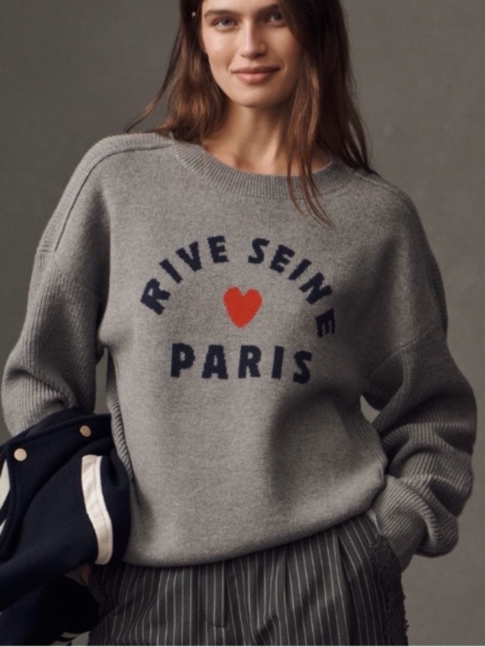 Anthropologie Maeve Graphic Ribbed-Hem Sweater Large NWT